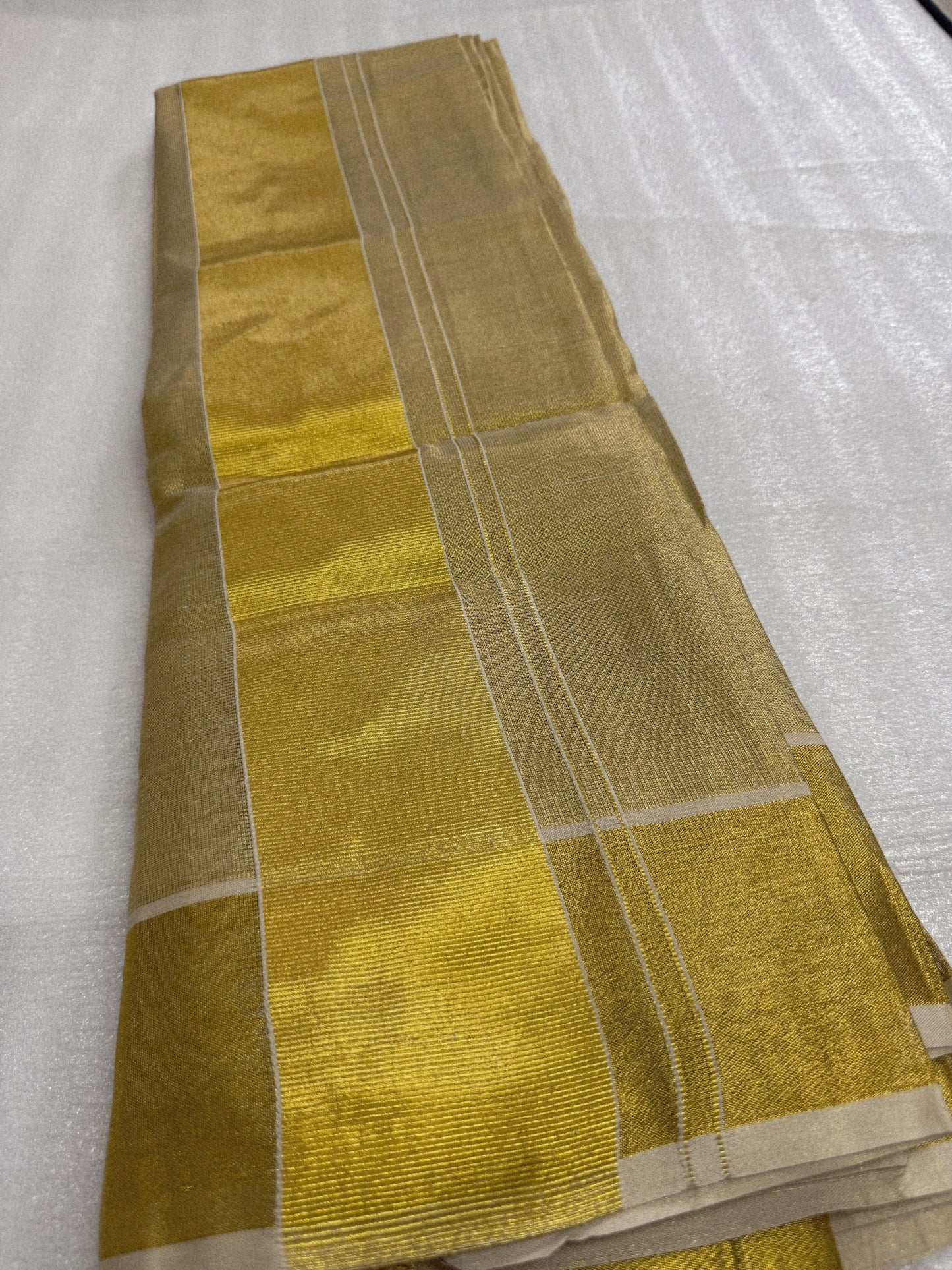 Golden Ready-to-Wear tissue Saree with Blouse