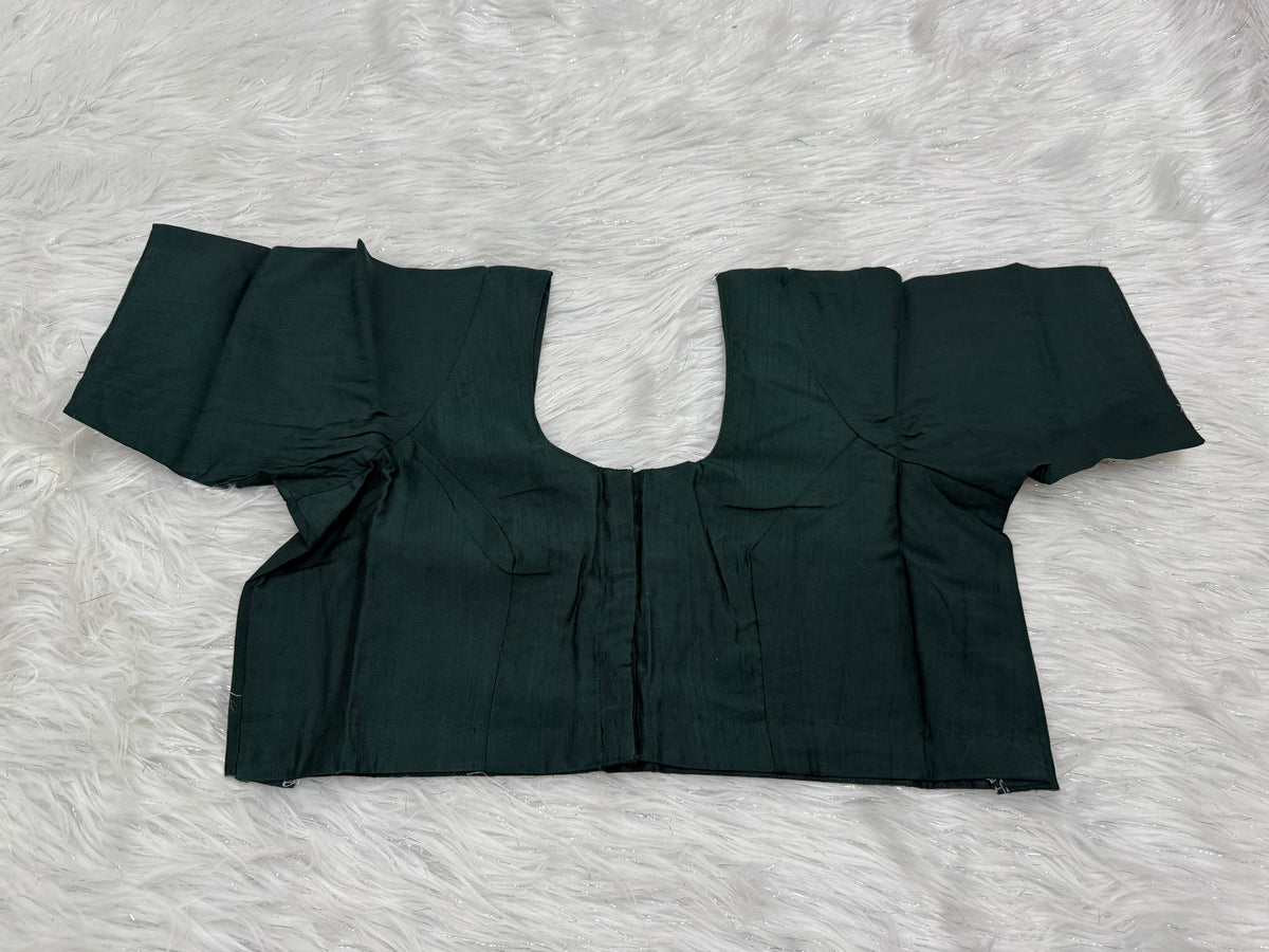 Dark Green Ready to wear princess cut saree blouse
