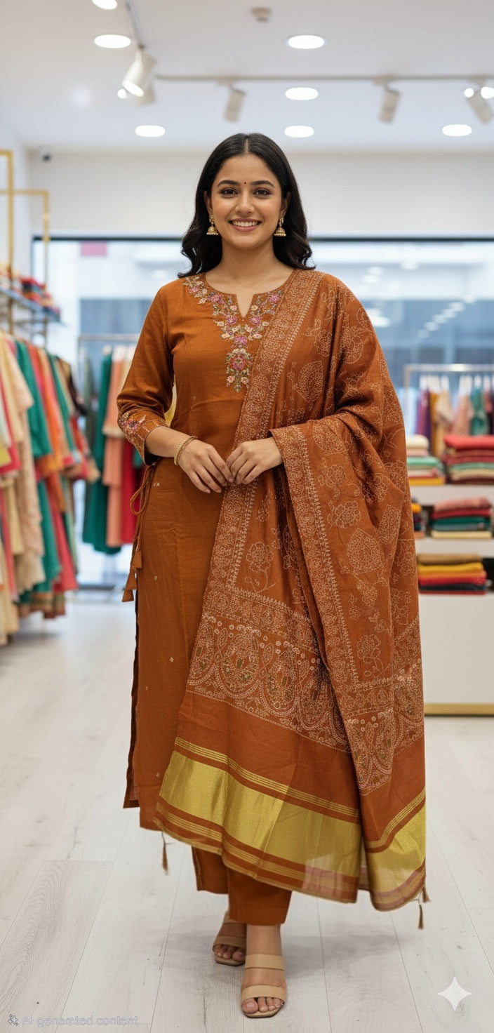 Plus size Silk three piece suit
