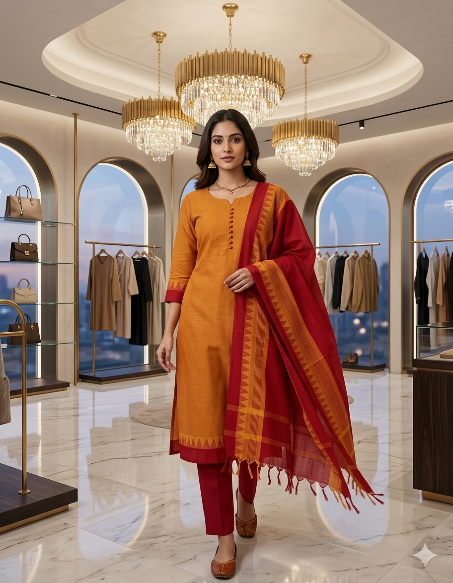 Pure cotton ready to wear three piece suit