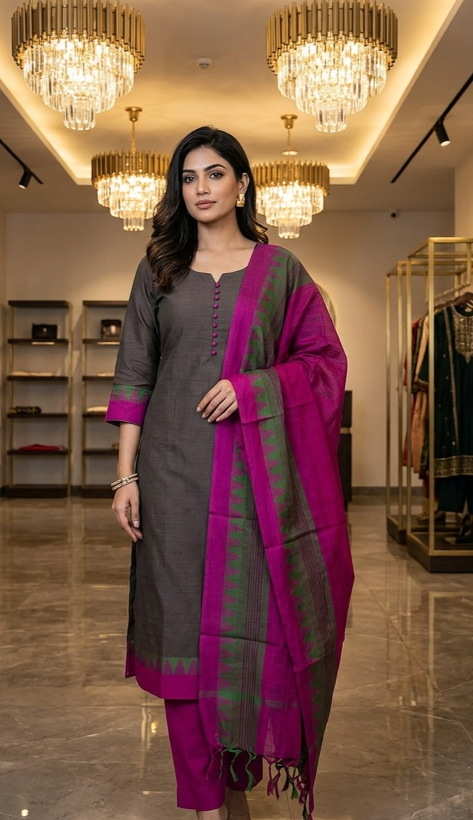 Pure cotton ready to wear three piece suit