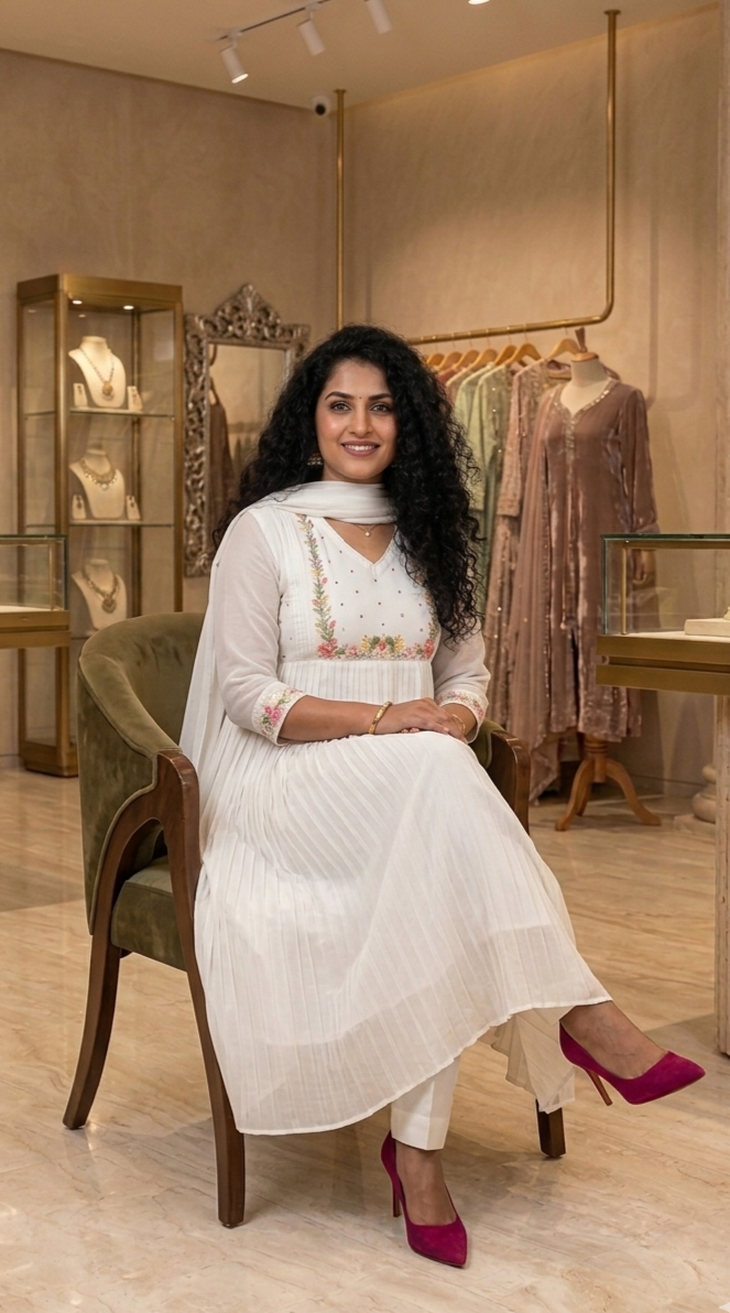 Stunning faux georgette party wear three piece kurti set 💕