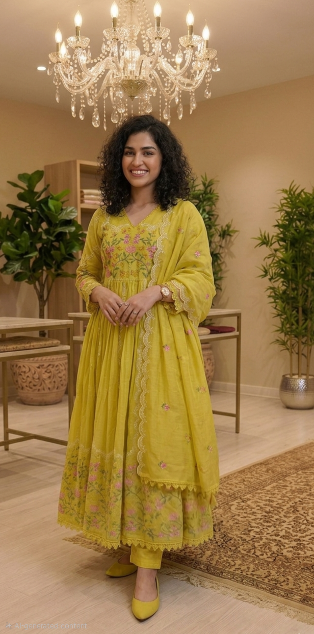Embroidered Soft cotton three piece suit 💕