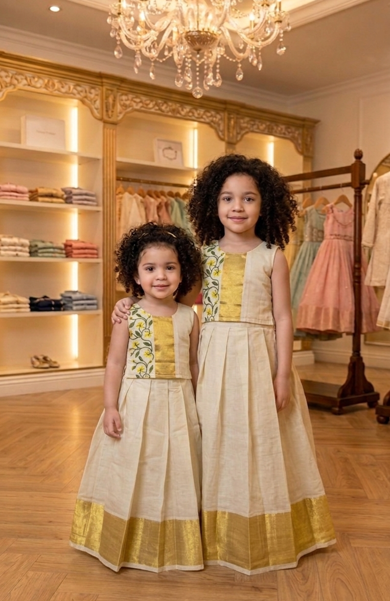Girls Beautiful Onam skirt and top *