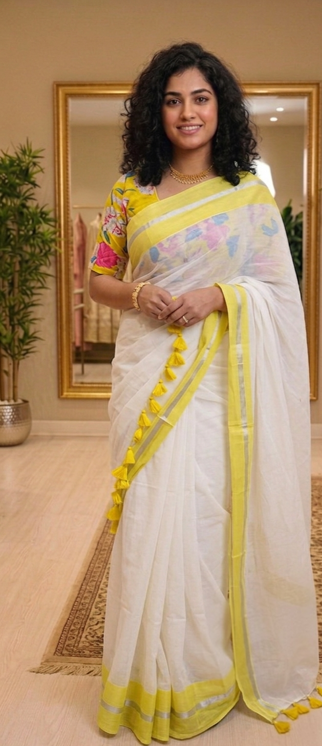 Mulcotton saree with readymade blouse