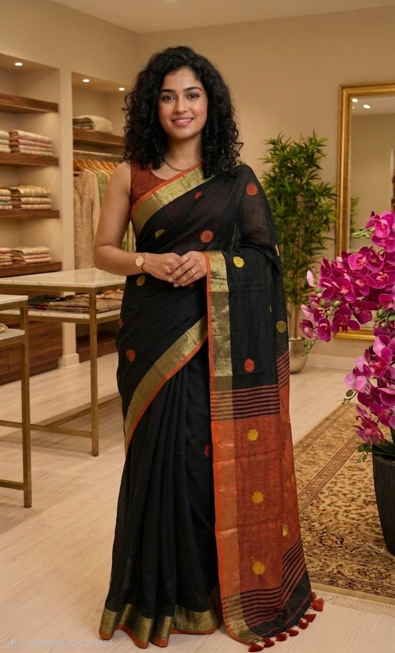 Beautiful khadi cotton saree with blouse piece 💕