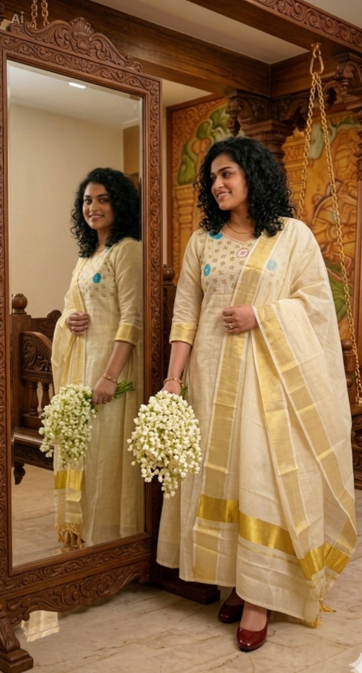 Beautiful hand worked Anarkali three piece suit