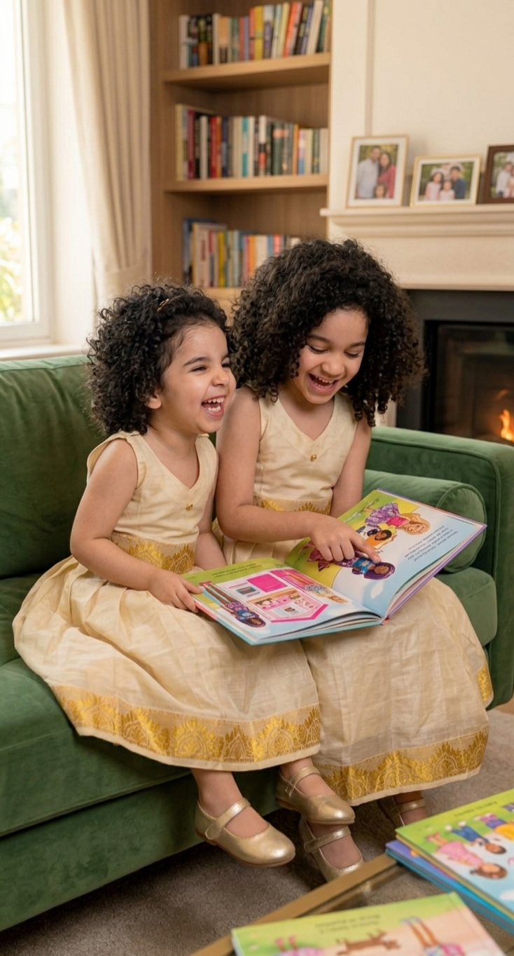Kids onam cotton Skirt and Top