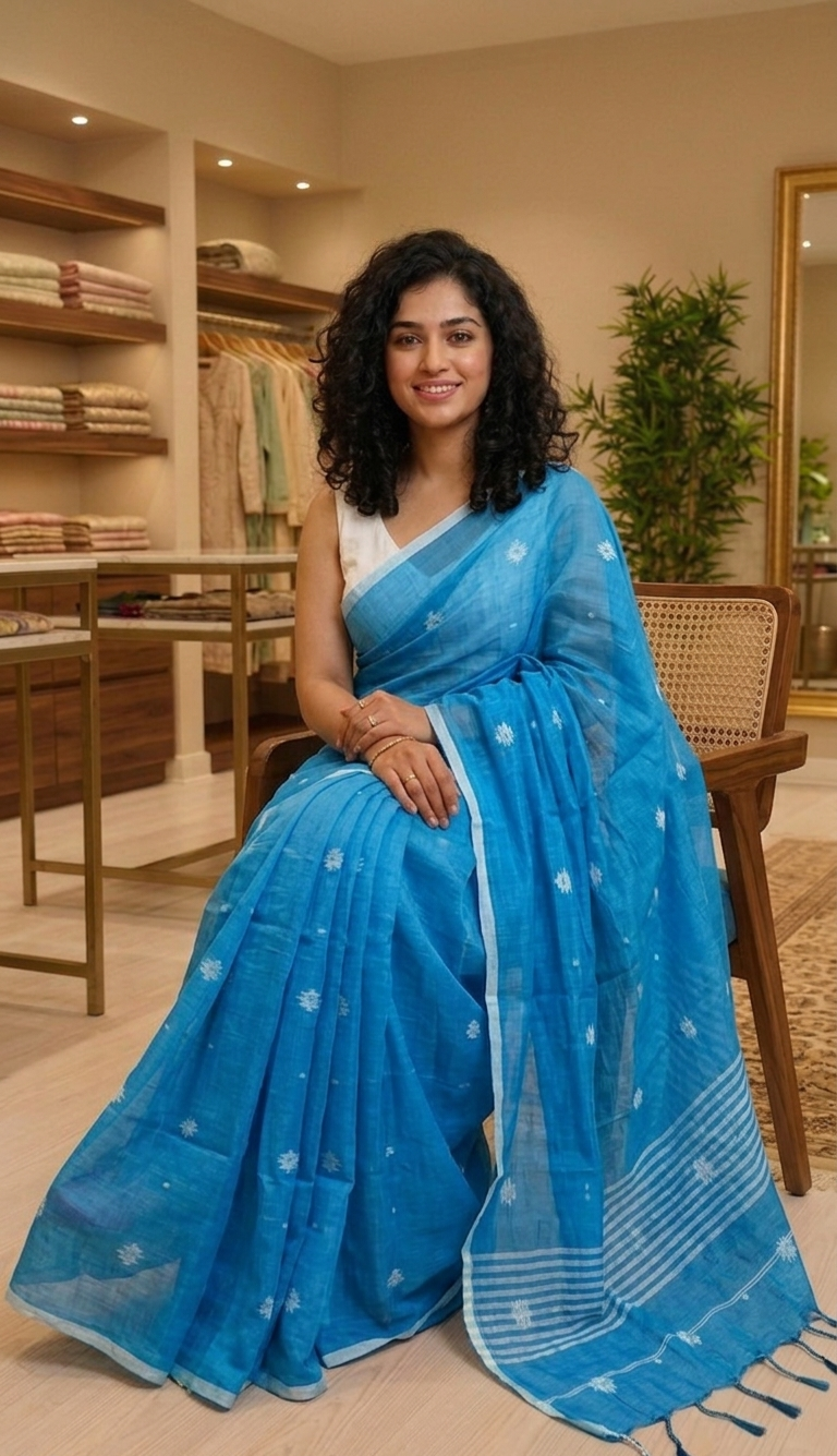 Beautiful Soft tissue silk double shaded saree ( metallic blue)