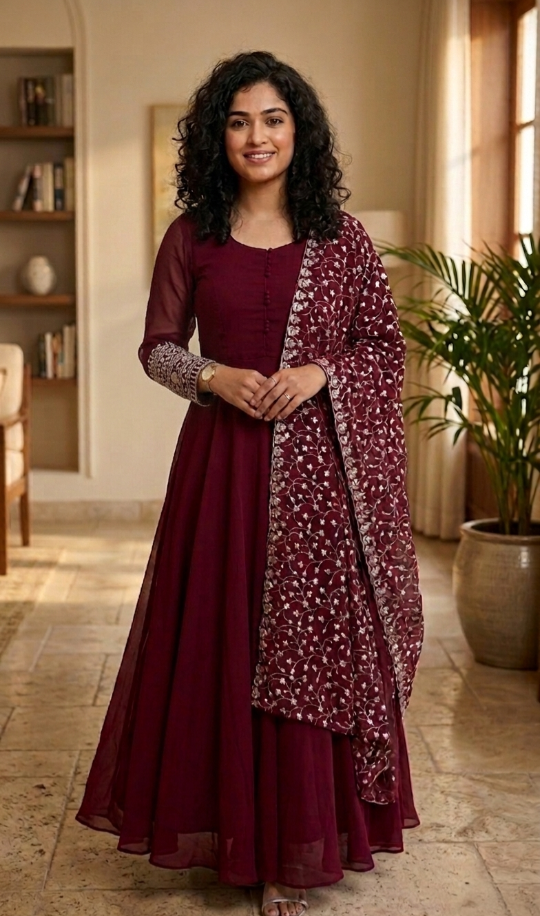 Georgette embroidered gown