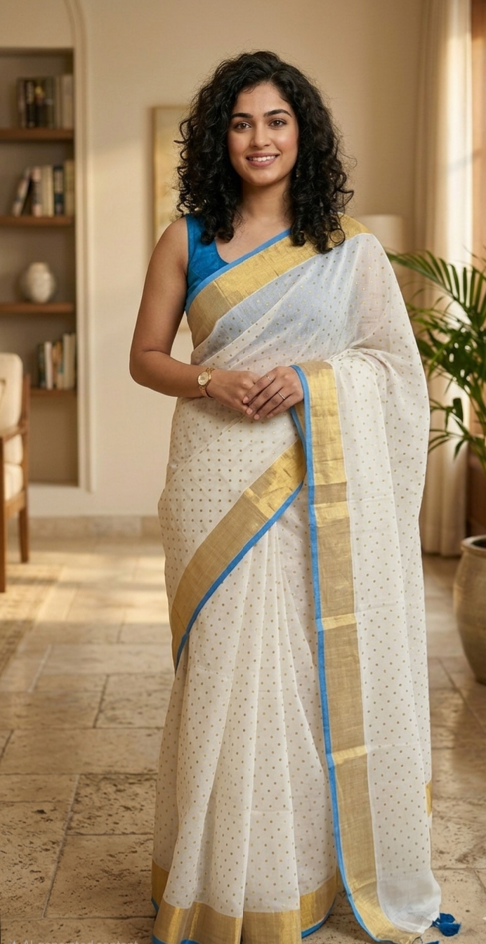 Beautiful Glitter mulcotton saree