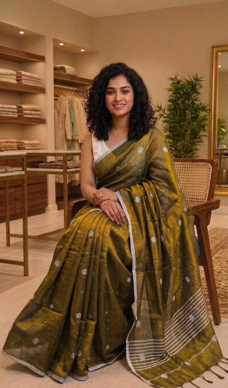 Beautiful Soft tissue silk double shaded saree ( green and yellow)