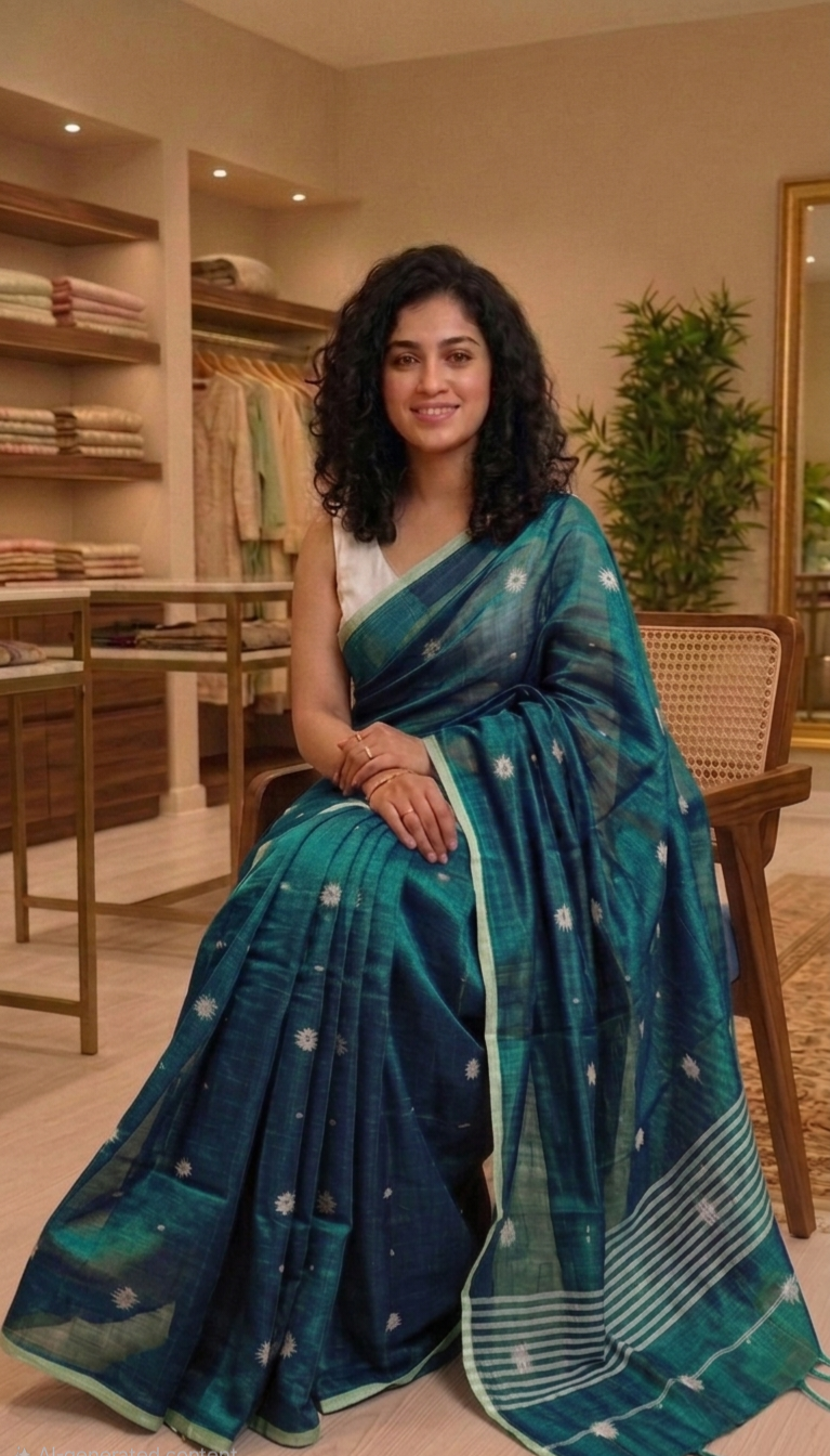 Beautiful Soft tissue silk double shaded saree ( blue and green)