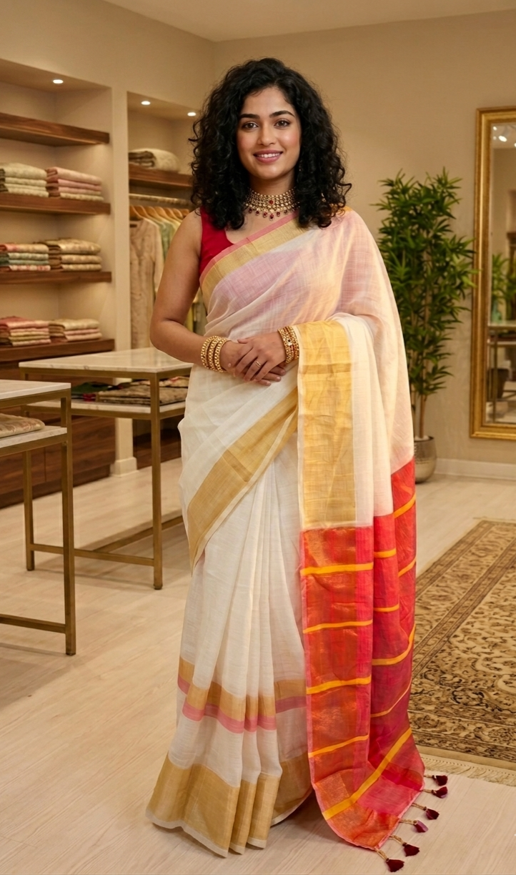 Beautiful Onam mulcotton saree