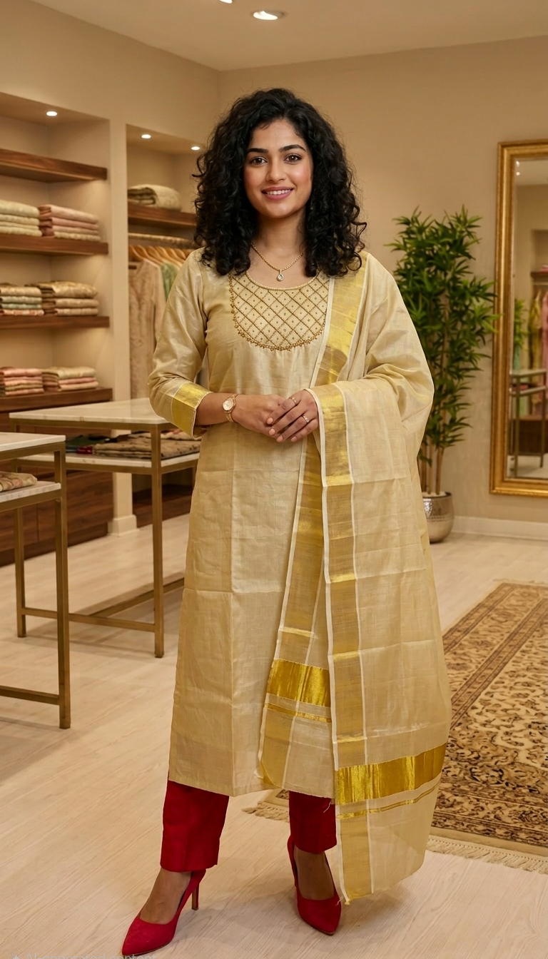 Onam tissue three piece suit