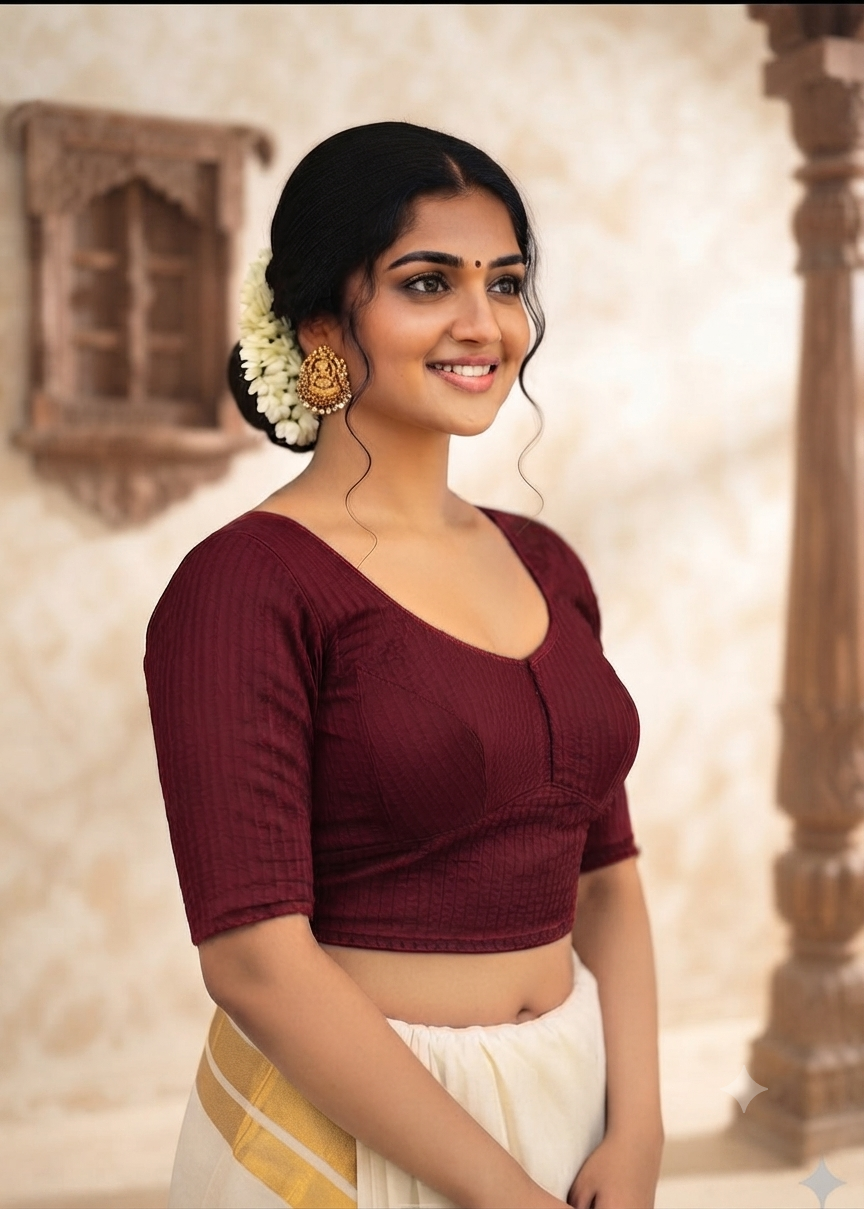 Stretchable katori saree blouse (wine colour)