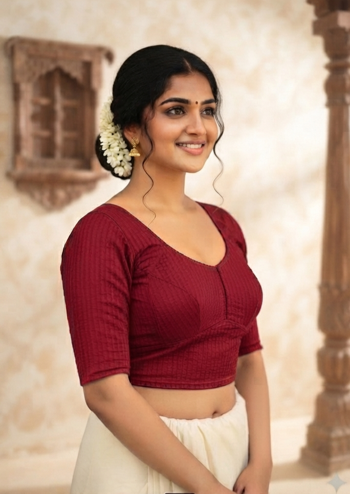 Stretchable katori saree blouse (red)