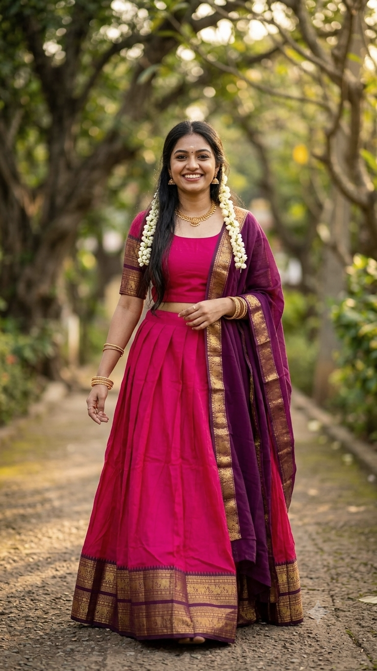 Beautiful readymade Kanchi cotton dhavani set 💕