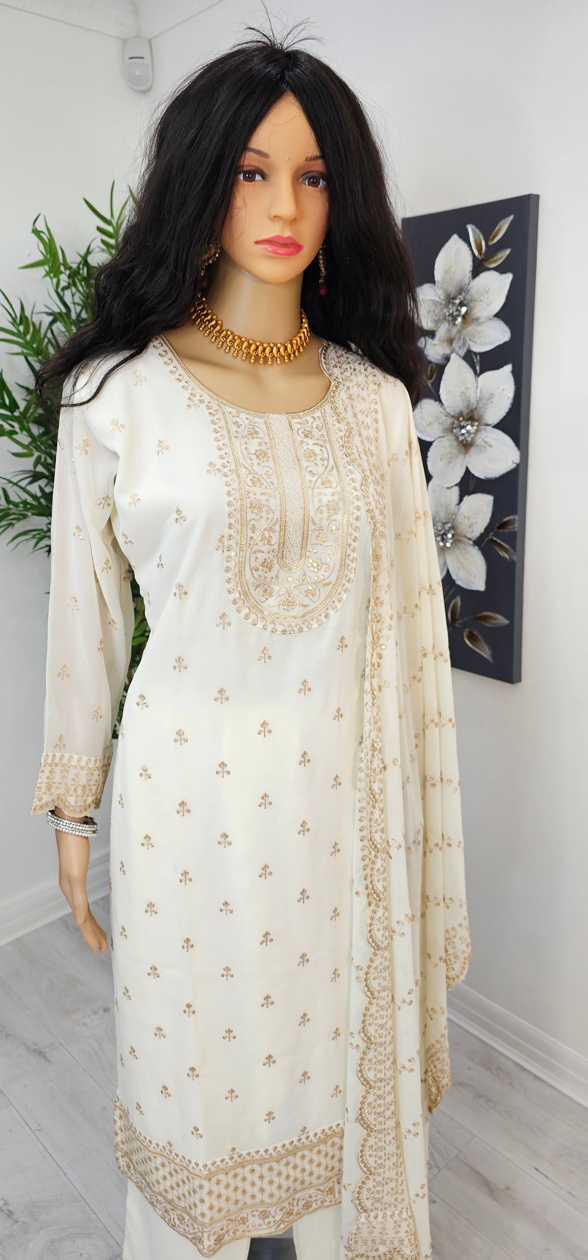 Heavy embroidered Georgette three piece suit