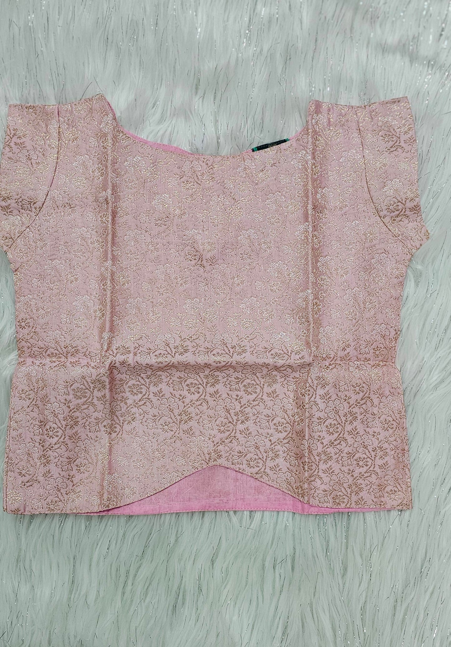Light pink Kids Onam skirt and top
