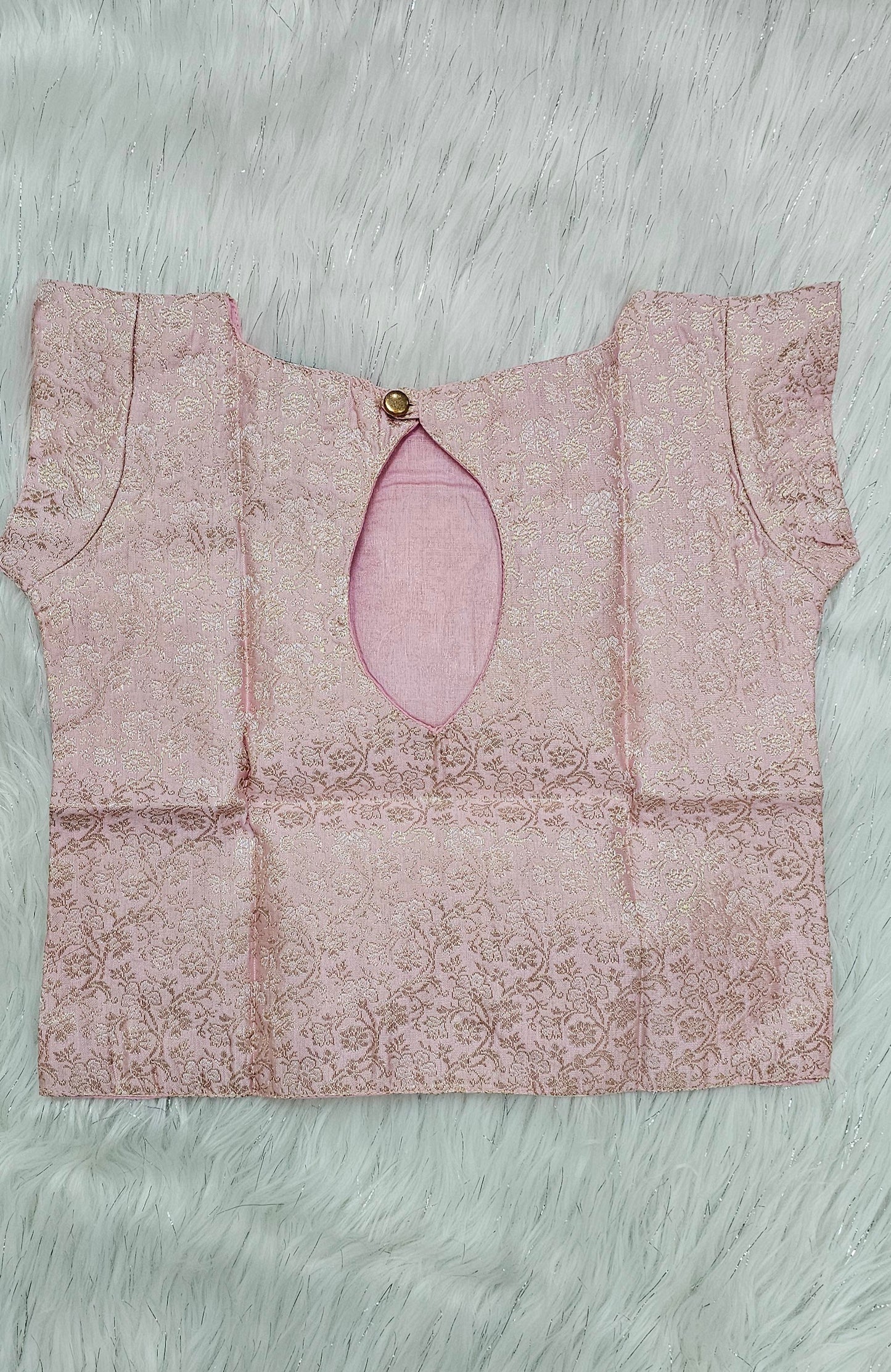 Light pink Kids Onam skirt and top