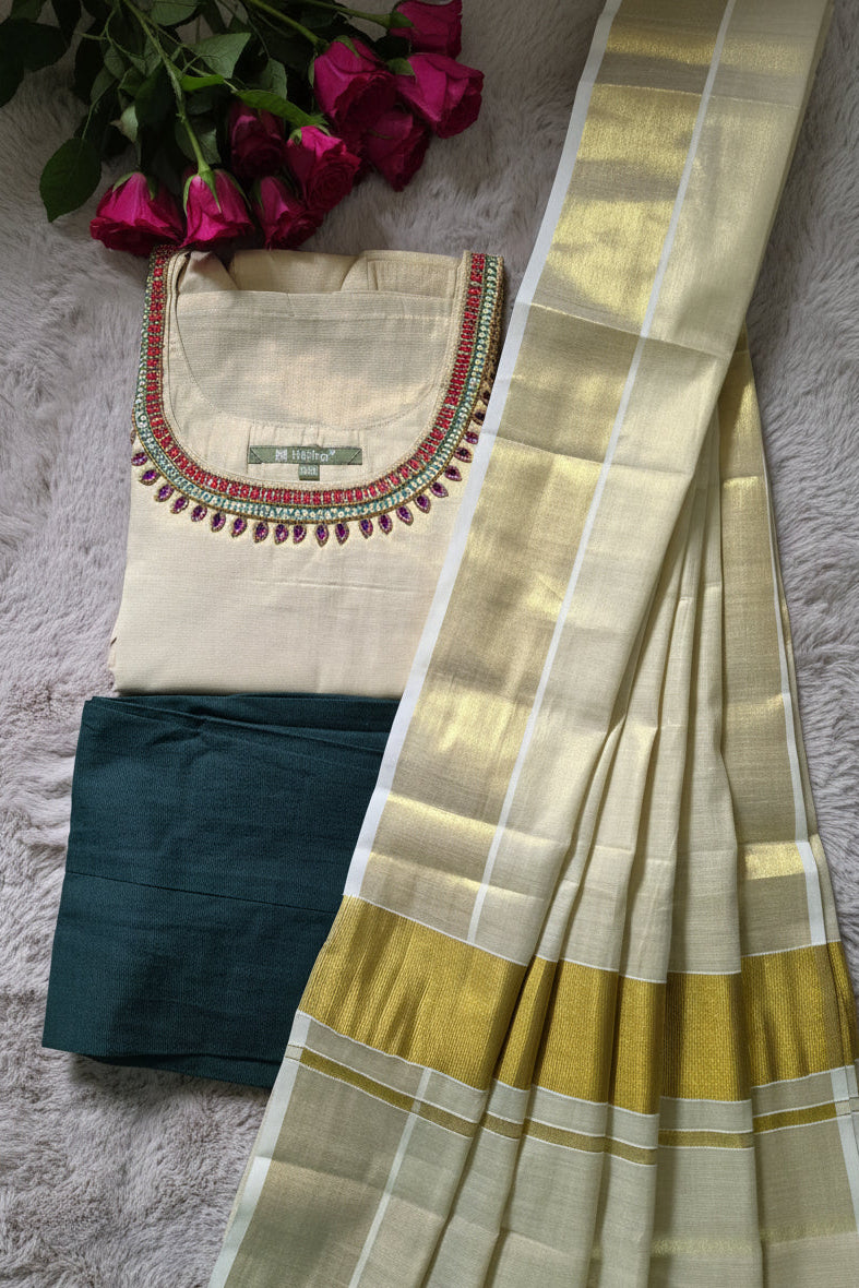 Beautiful Onam tissue Salwarsuit
