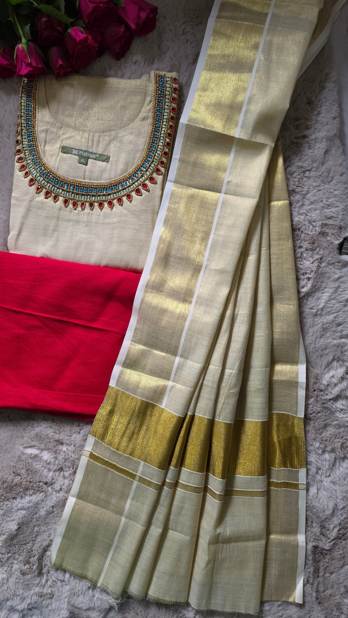 Beautiful Onam tissue Salwarsuit