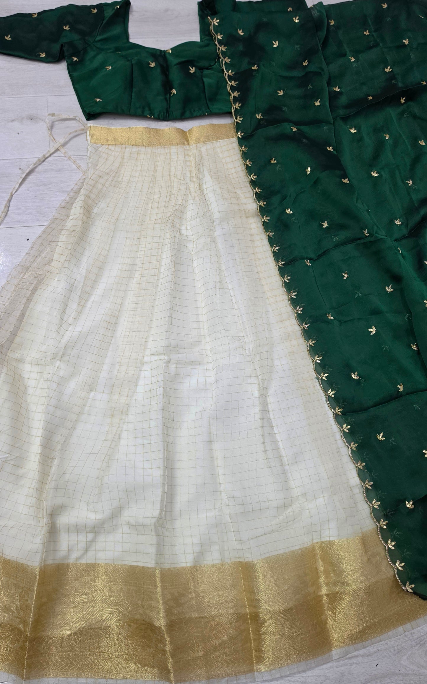 Beautiful organza dhavani set ( ready to wear).