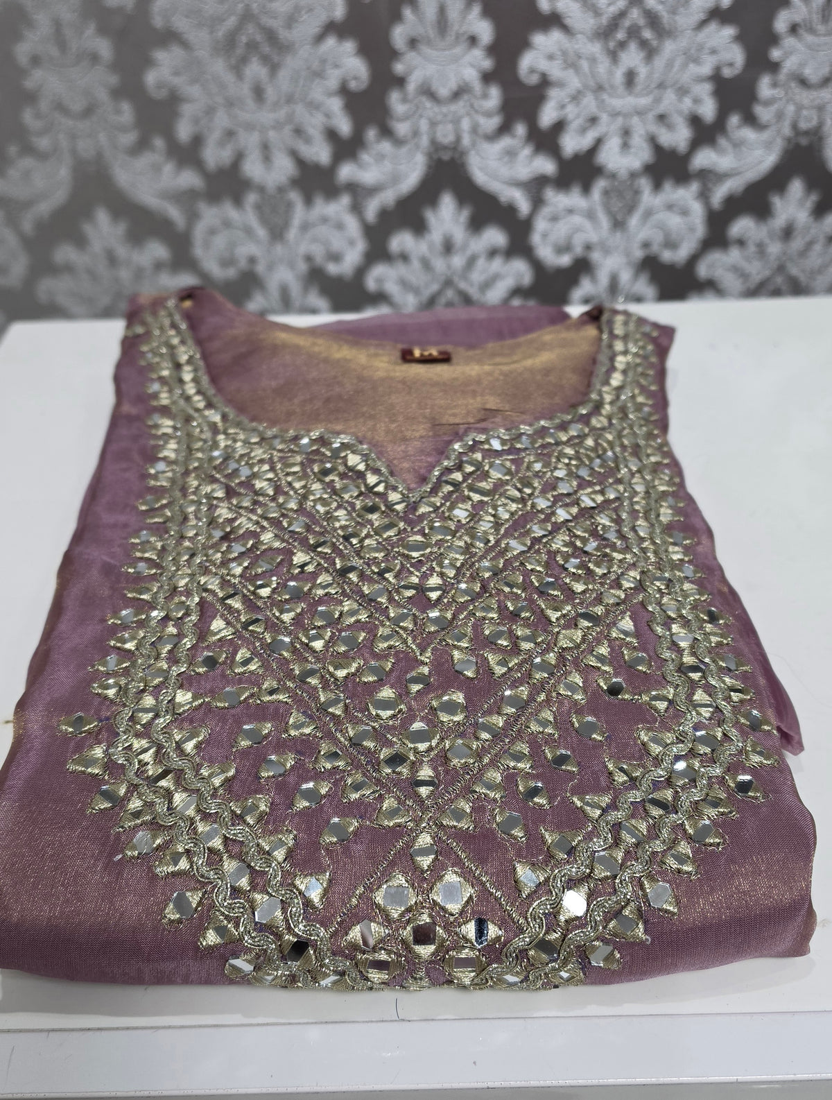 Shimmer tissue real mirror worked salwar set