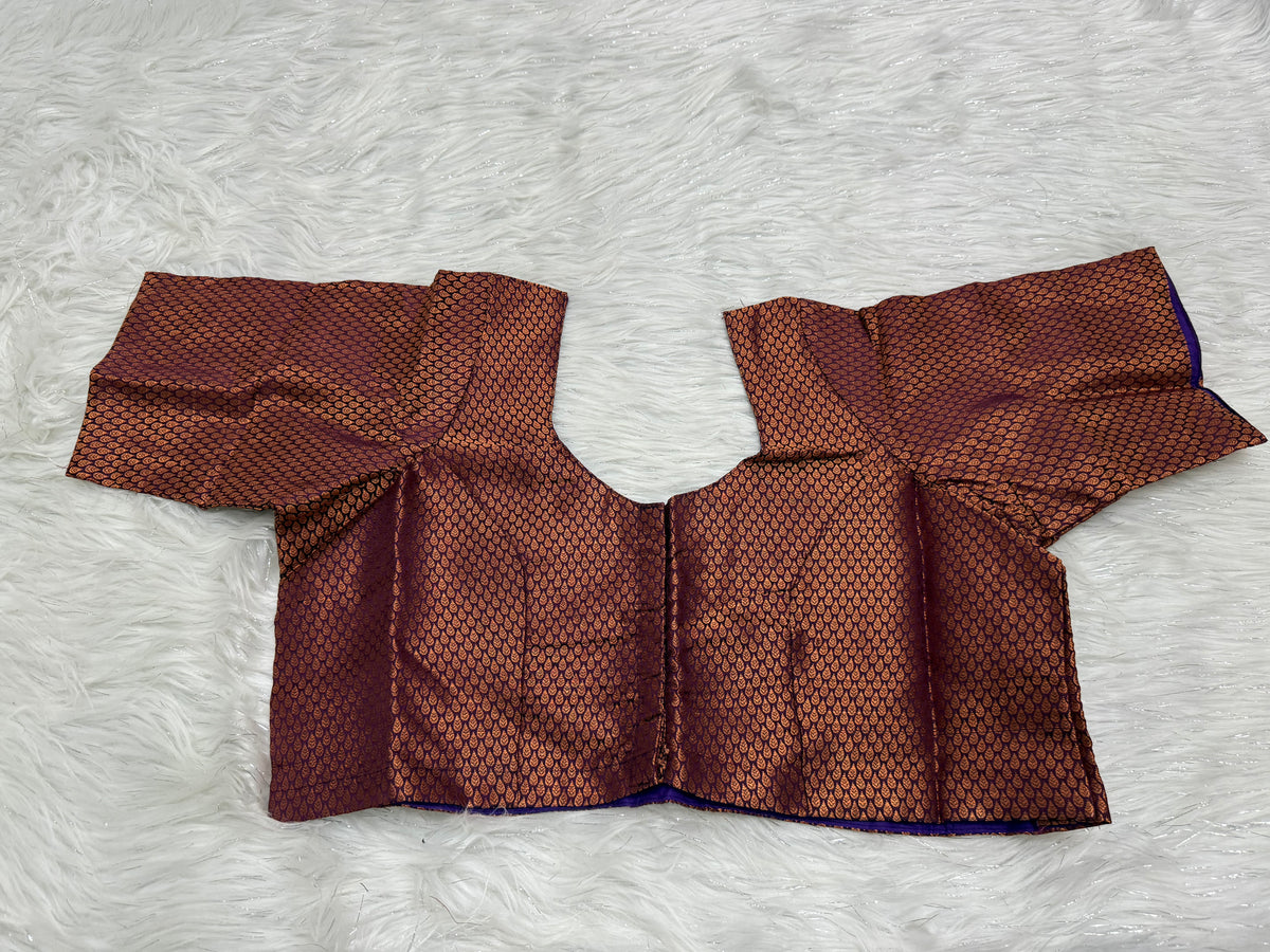 Purple gold Ready to wear princess cut saree blouse