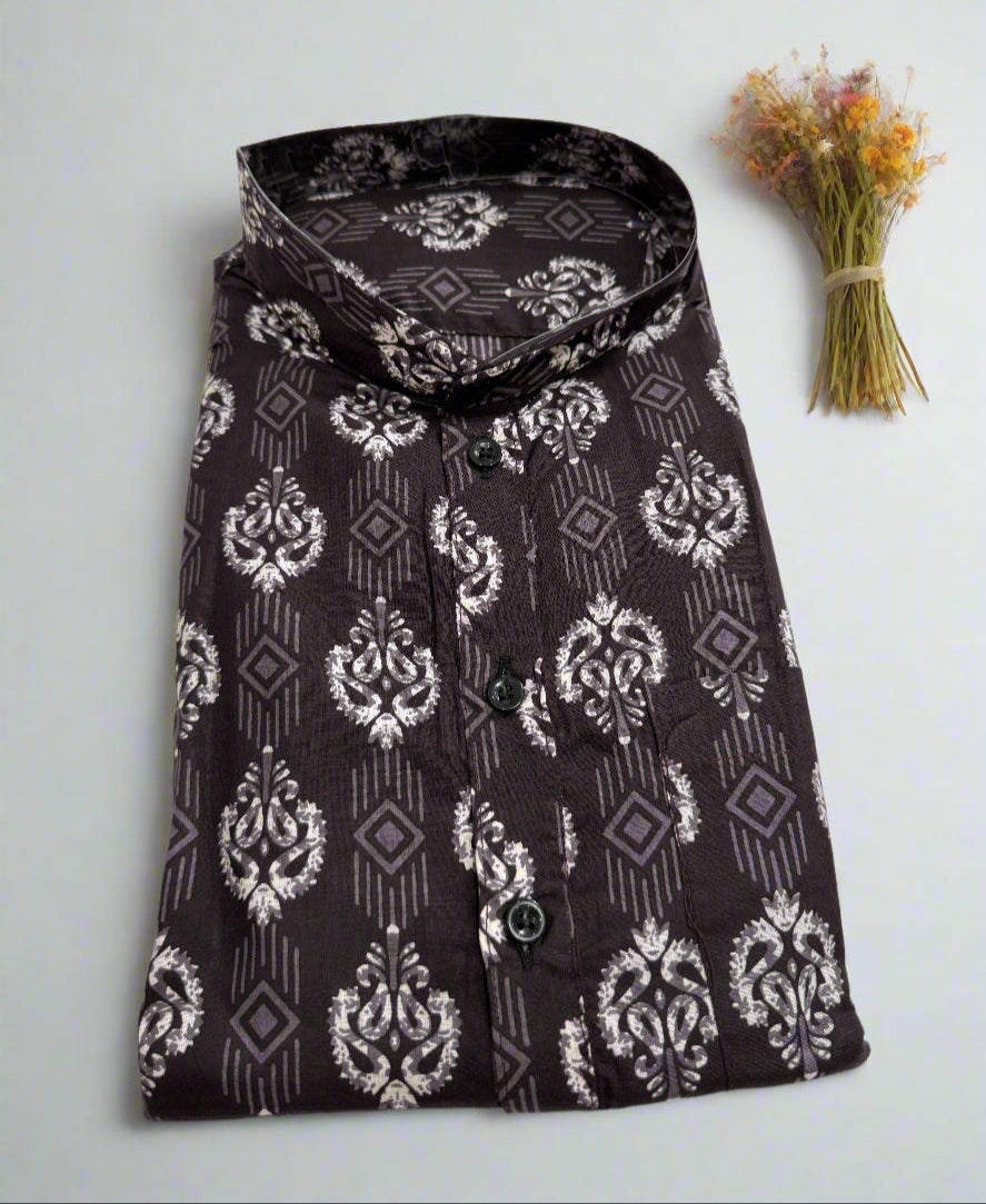 Black and white patterned Kurta and Dhoti combo