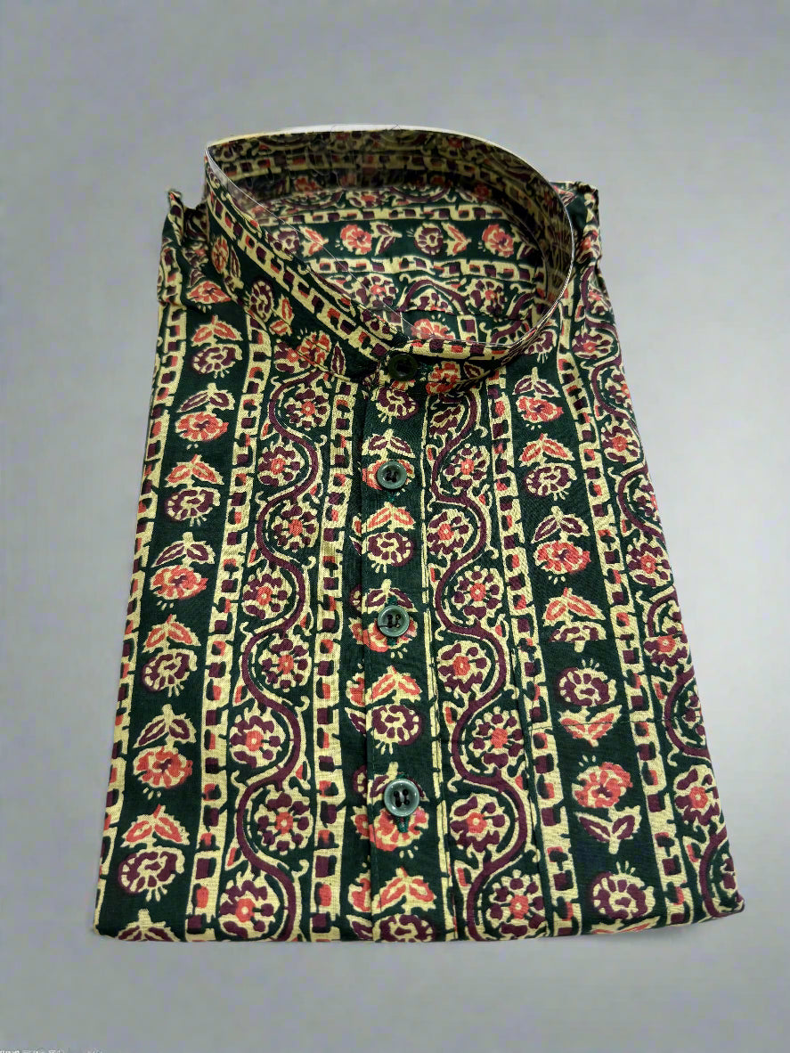 Stylish Green and Purple Patterned Kurta and Dhoti Combo