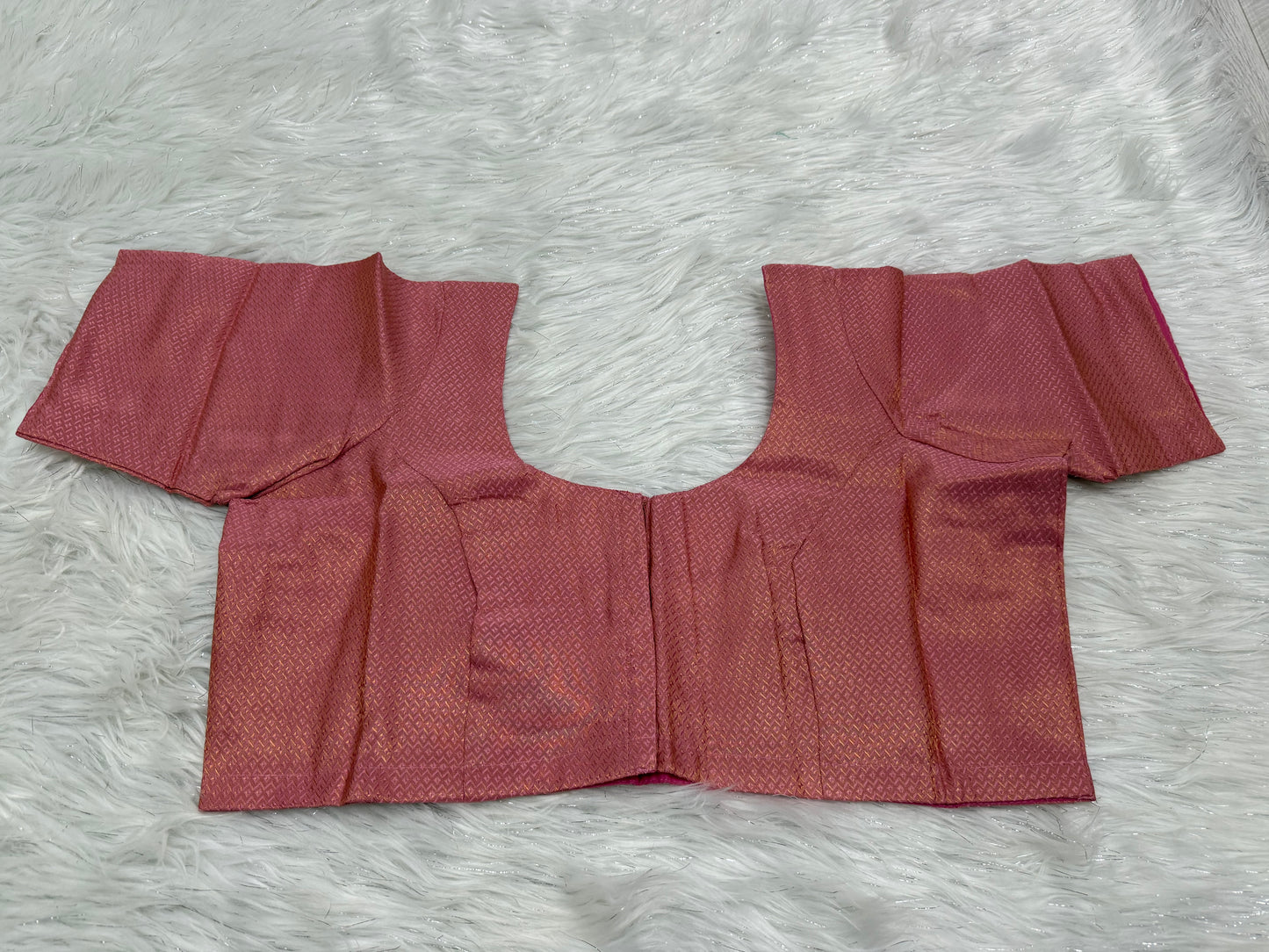 Pink Brocade Ready to wear princess cut saree blouse