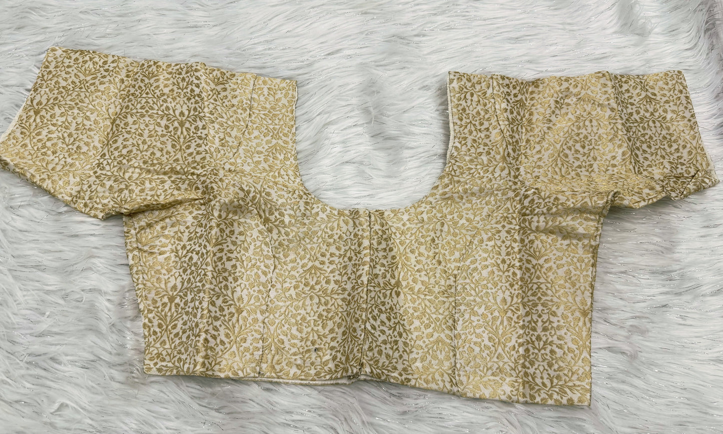 Golden brocade Ready to wear princess cut saree blouse