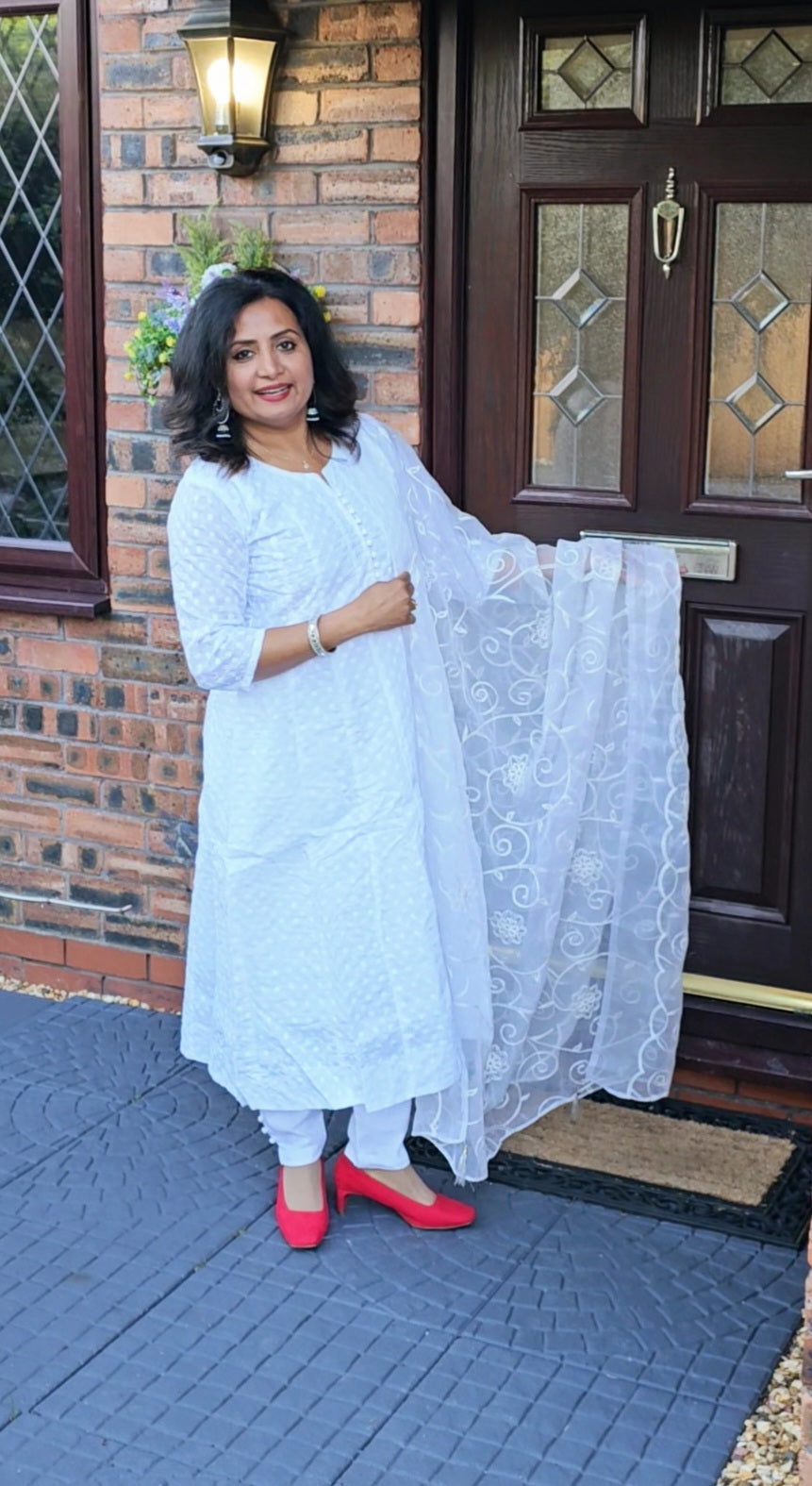 Pure cotton panel cut Anarkali three piece suit