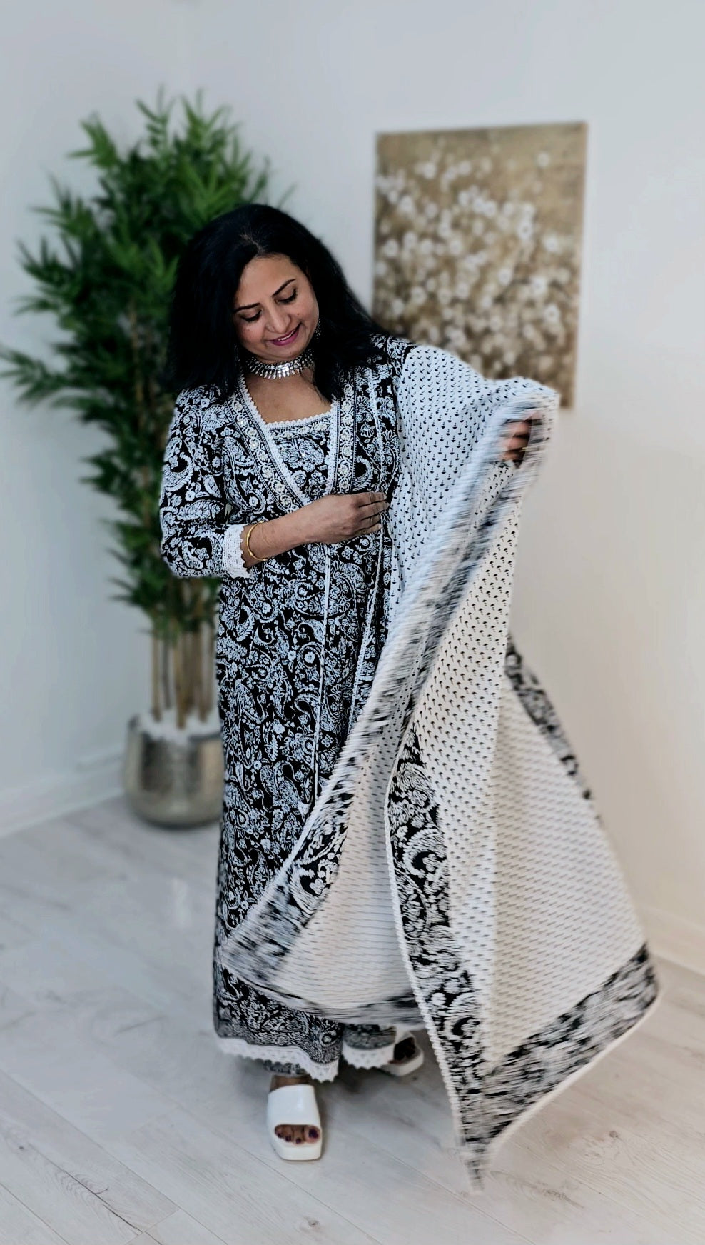 Gorgeous pure cotton panel cut Anarkali suit💕*