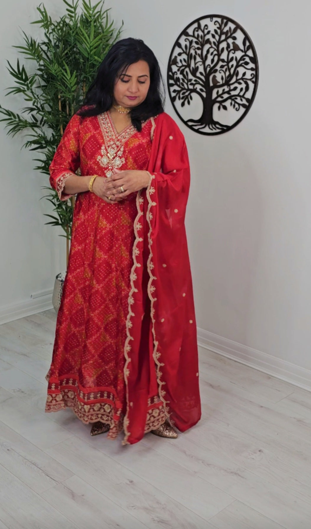 Pure chinnon Anarkali three piece suit 💕*