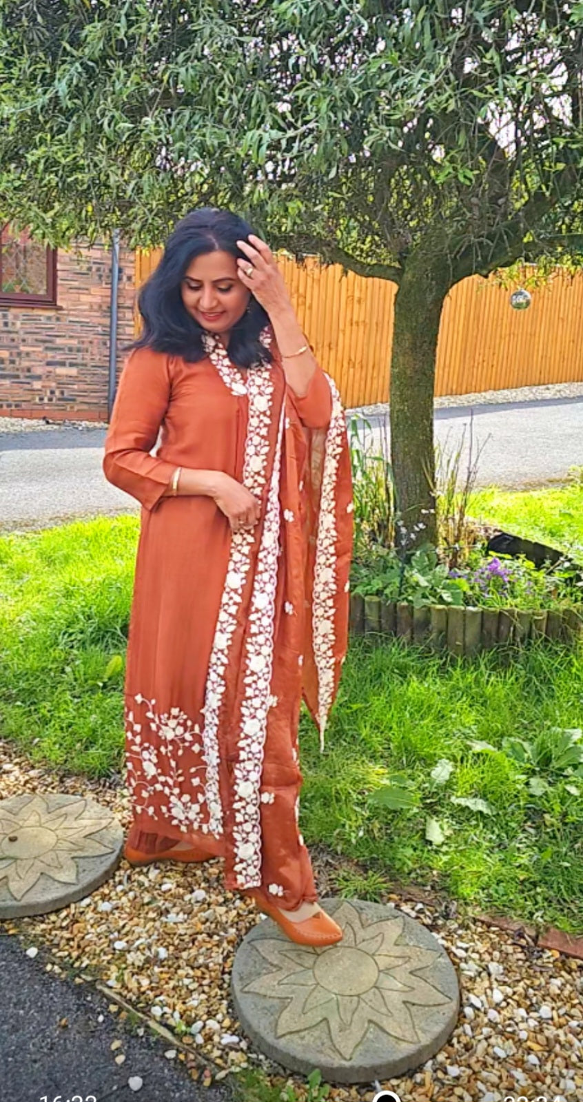 Pure chinnon embroidered three piece suit