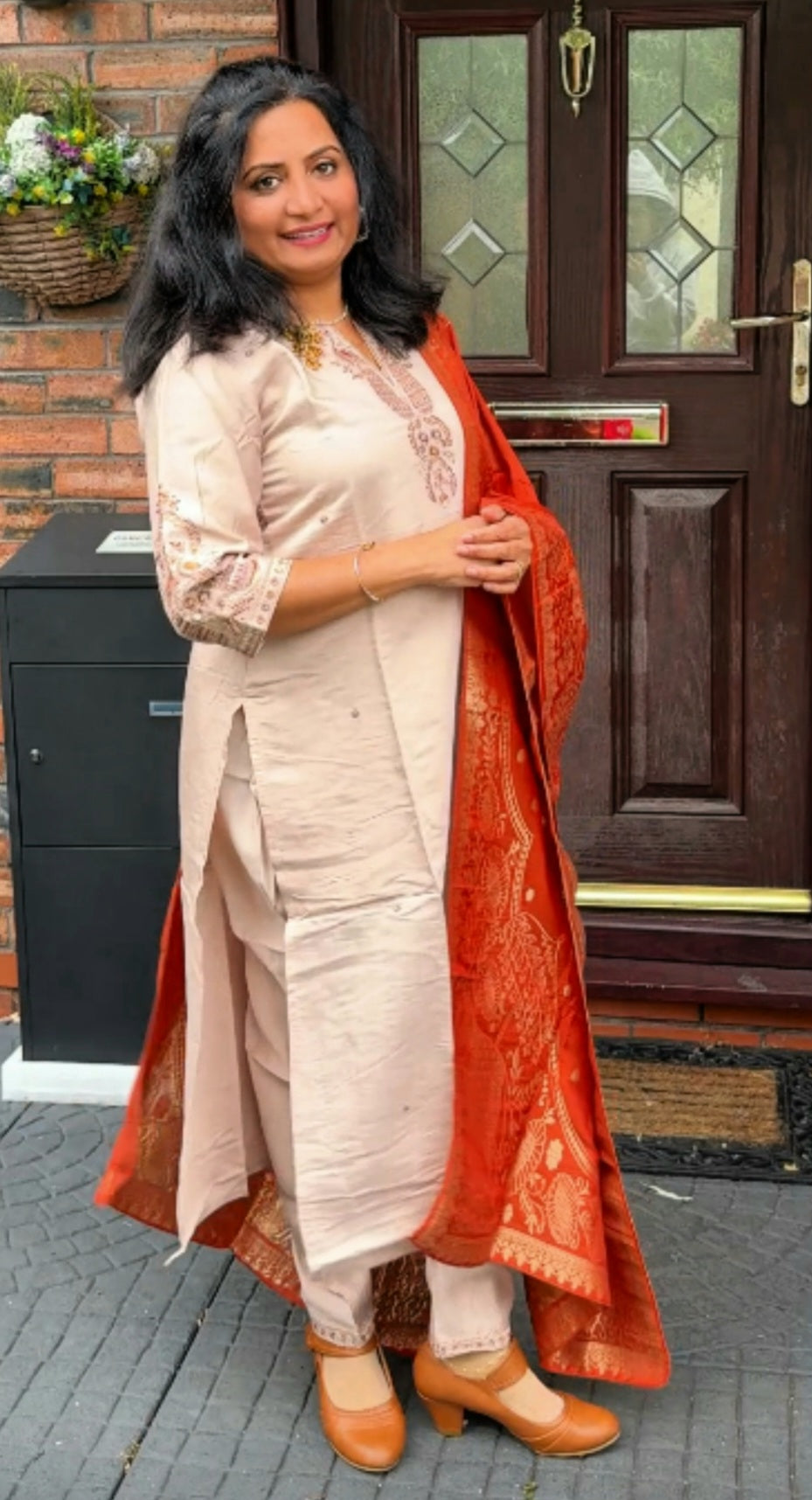 Silk three piece suit with banarasi dupatta