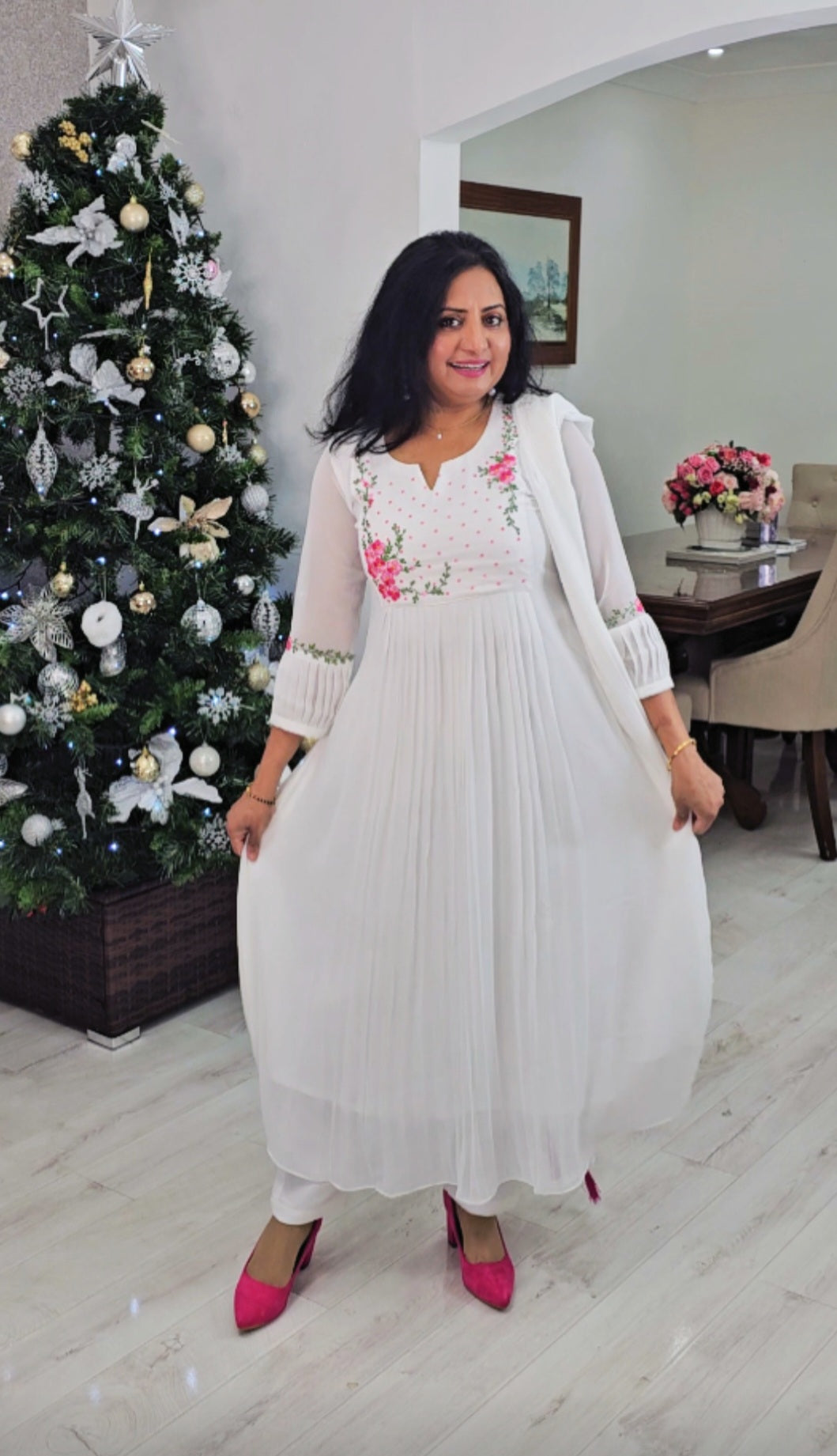 Stunning faux georgette party wear three piece kurti set 💕