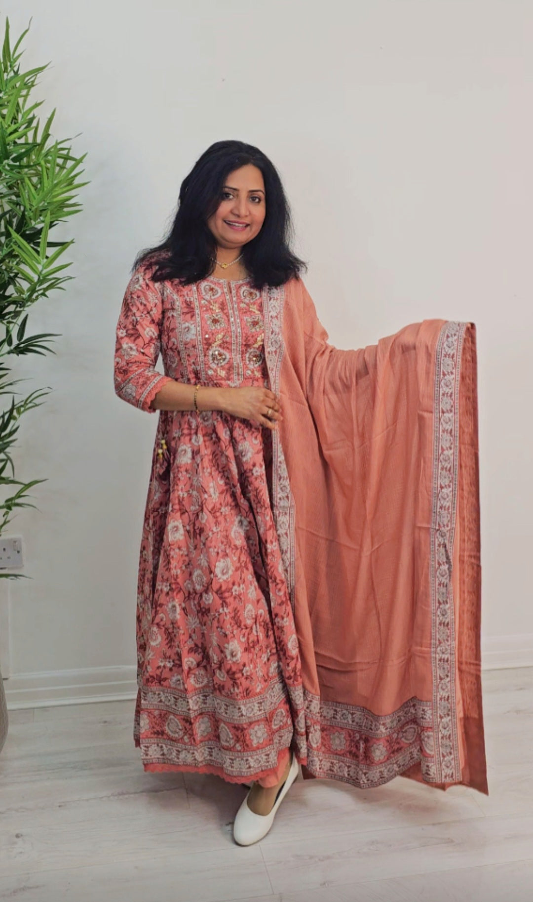 Stunning jaipuri cotton Anarkali suit 💕