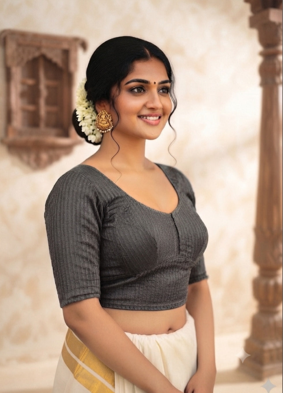 Stretchable katori saree blouse