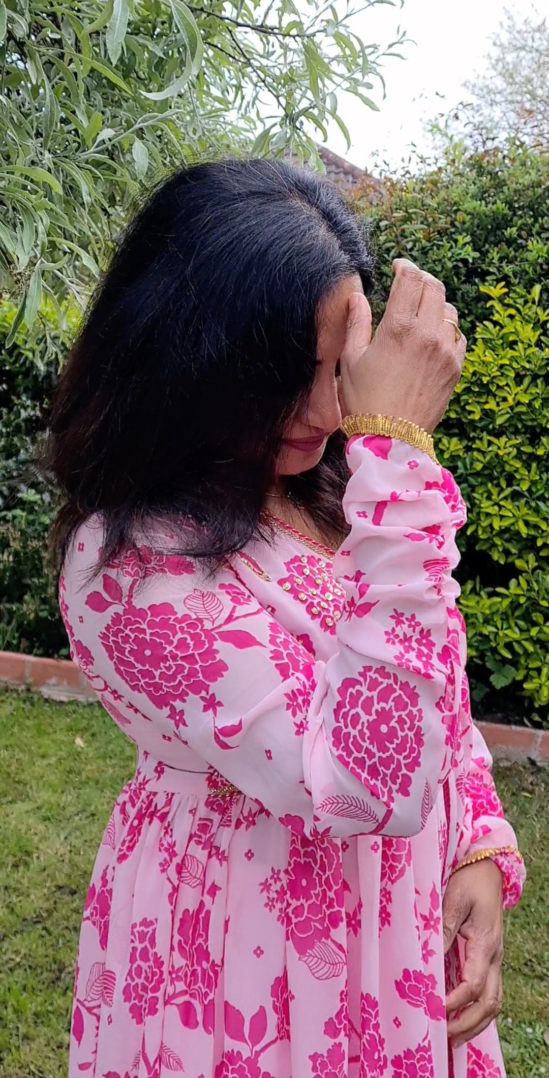Beautiful floral Georgette gown with dupatta