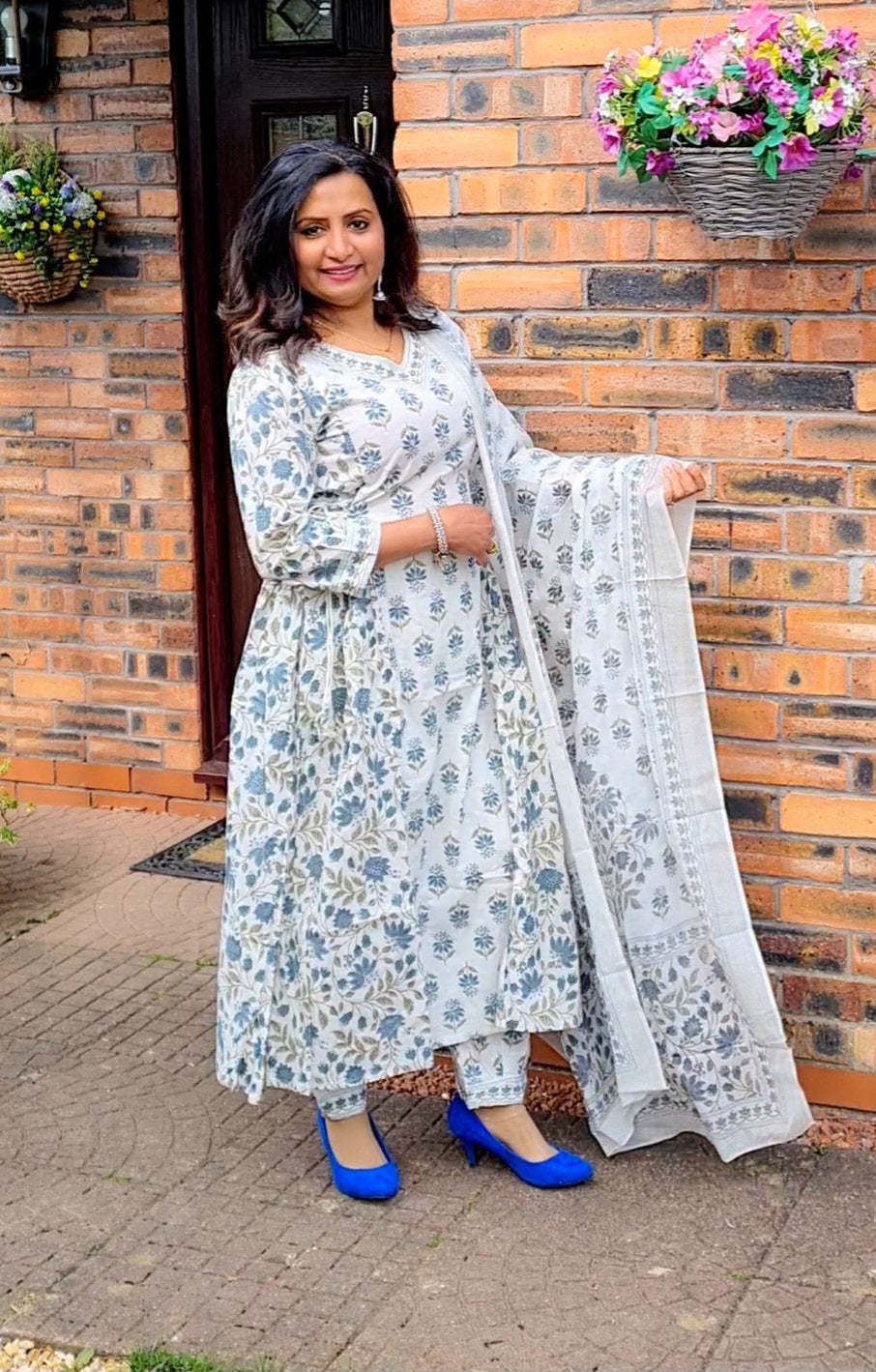 Beautiful pure cotton three piece floral suit