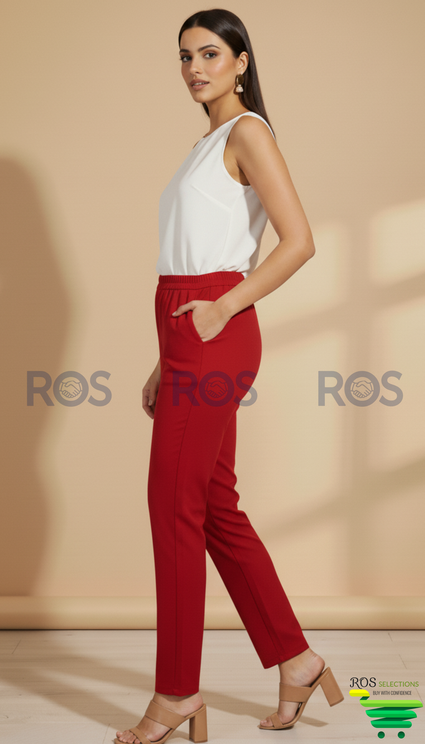 Chilli red Straight pants for kurti