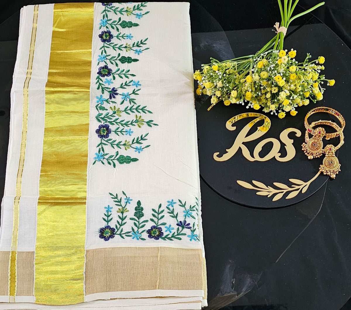 Onam embroidered Set Saree