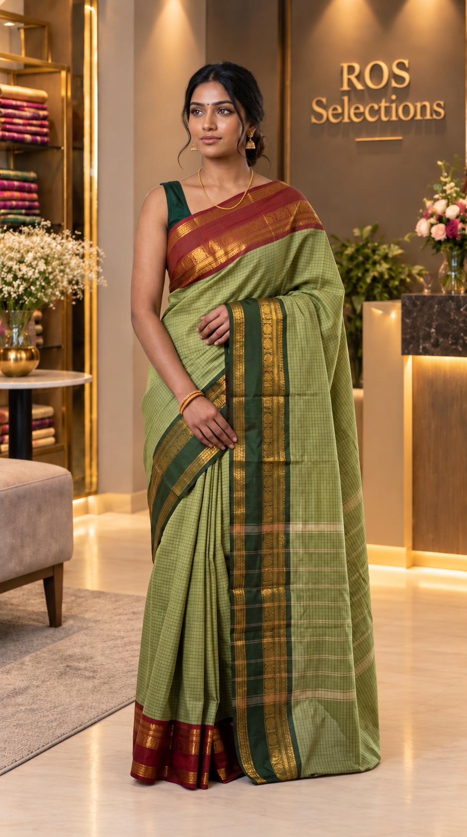 Handloom premium cotton tiny check saree 💕
