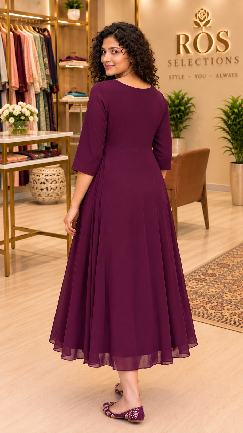 Women's Georgette dress - wine
