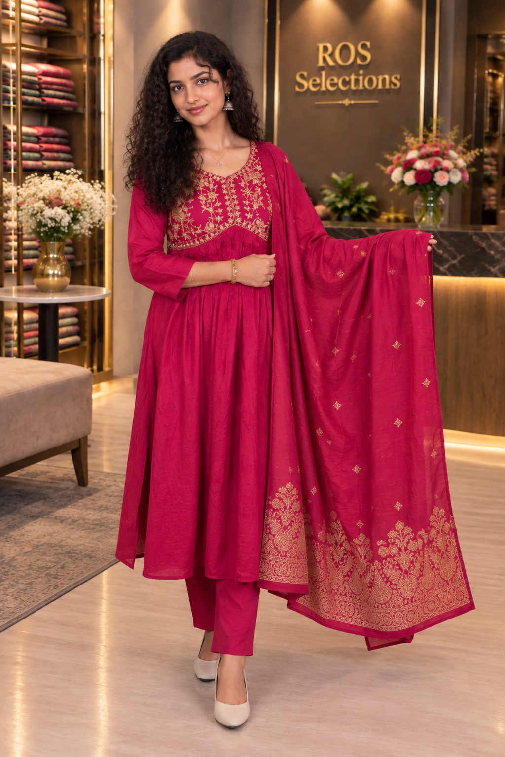 Women's silk Alia cut churidar set