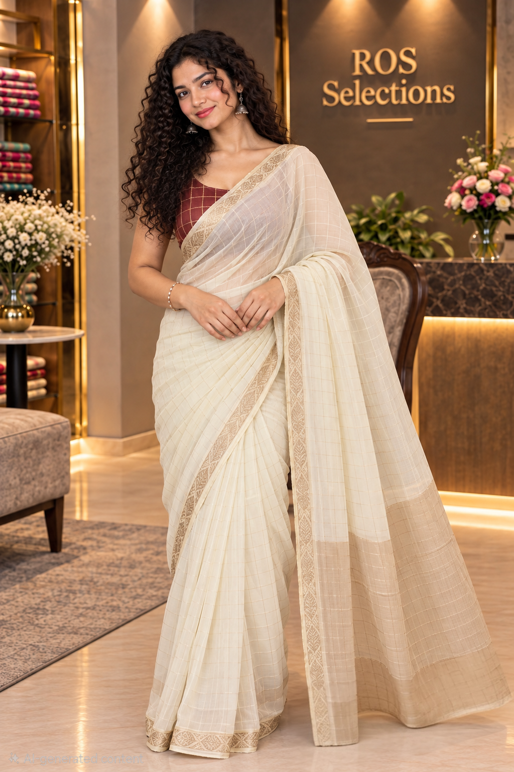 Georgette saree with maroon blouse piece